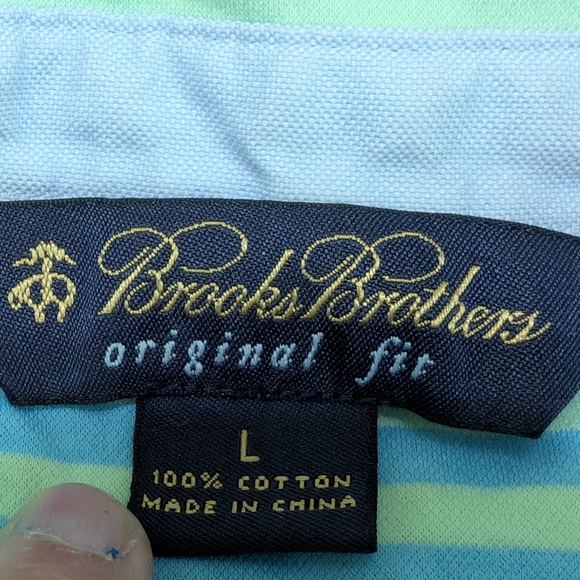 Brooks Brothers Aqua Striped Polo Shirt - Picture 4 of 7